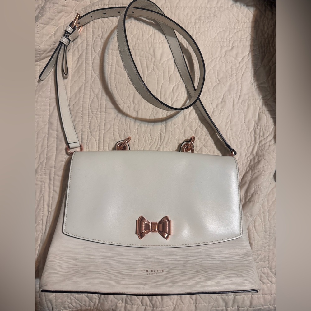 Ted Baker London Cream Crossbody Bag with Rose Gold Bow